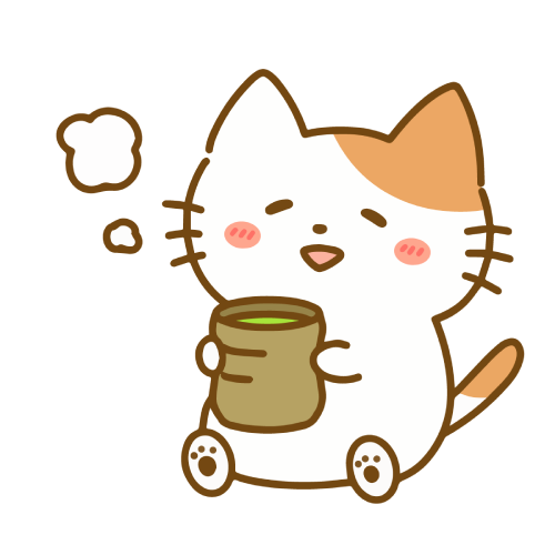 緑茶を飲む猫のイラスト
