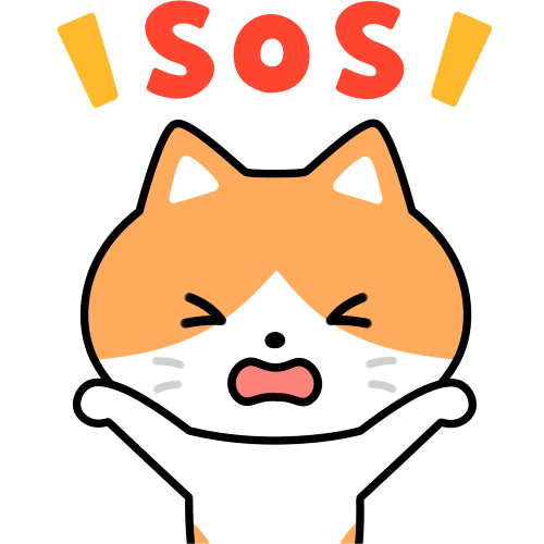 猫が「SOS」を発信しているイラスト