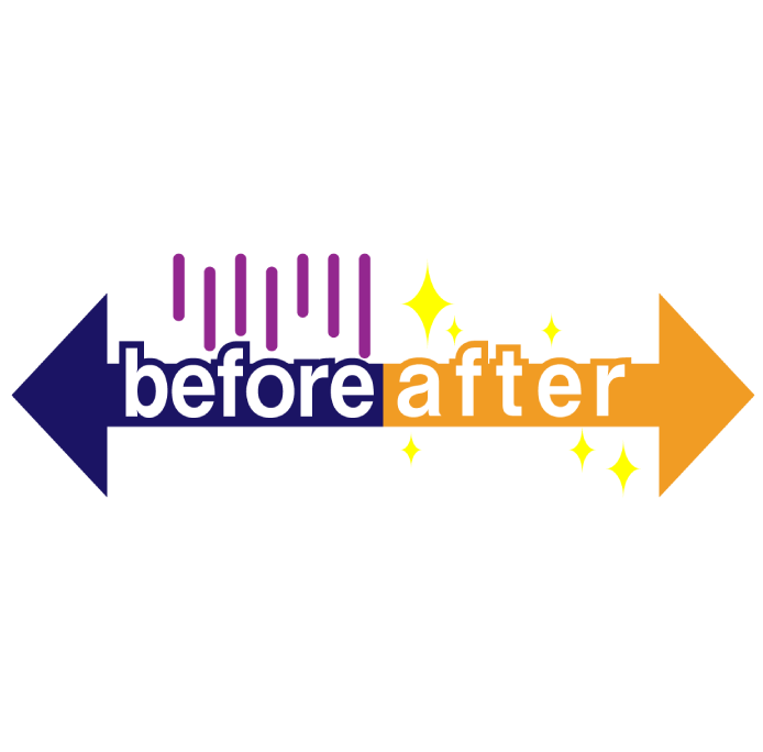 「before」と「after」の文字と両方向の矢印の画像