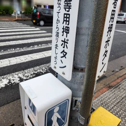 信号機に取り付けられた高齢者等用押ボタンの画像