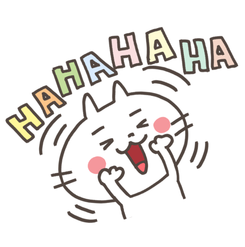 白猫が大笑いしているイラスト